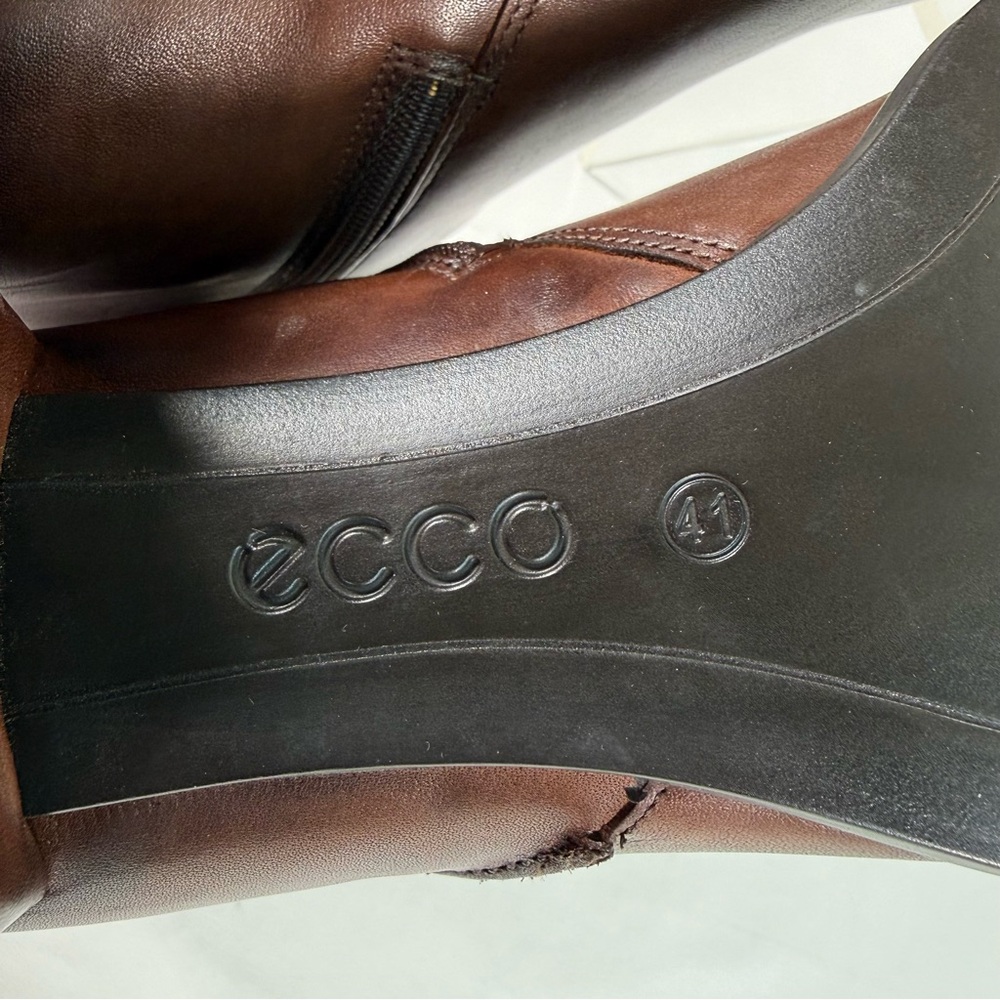 Ecco Shape 35 Danish Block Heels Bison Brown Ankle Boots Booties Size 10 - Picture 14 of 16